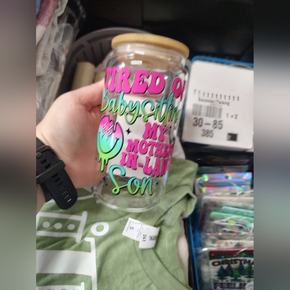 16 Oz Glass Cup With Straw